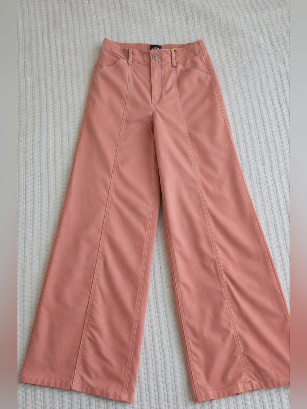 Anthropologie Maeve Delaney Clean Seamed High Rise Wide Leg Jeans 29 Pink Blush - Picture 3 of 10